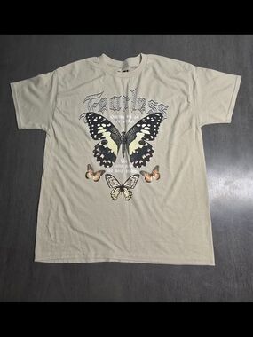 Butterfly Graphic Short Sleeve Tee - Beige